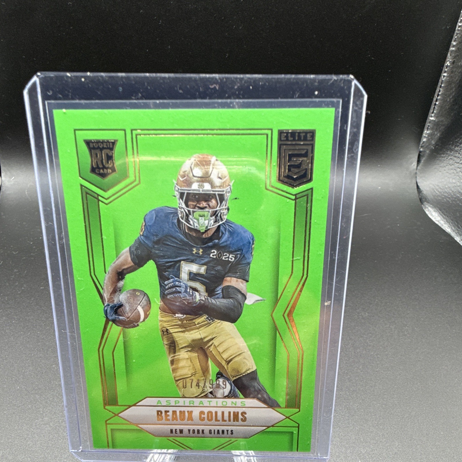 25 Panini Donruss Elite Rookie Beaux Collins Aspirations Lime Green 74/999 (544)