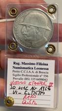 NL* VEIII 20 LIRE ARGENTO 1928 ELMETTO o CAPPELLONE QUASI SPL Perizia Filisina M
