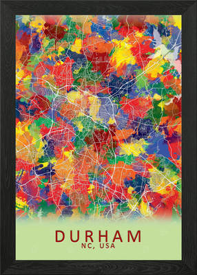 Durham NC USA City Map Framed Wall Art Poster Canvas Print Picture
