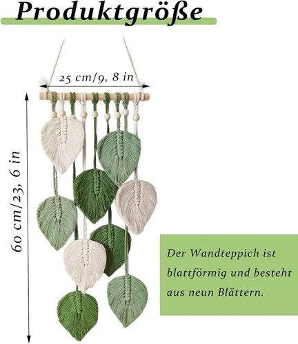 Ideal Macrame Wall Hanging, Green Cotton, photo 3