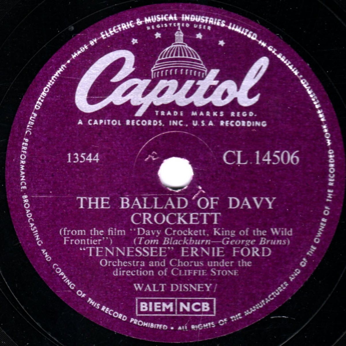 TENNESSEE ERNIE FORD 78 THE BALLAD OF DAVY CROCKETT/ FAREWELL CAPITOL CL14506 E-