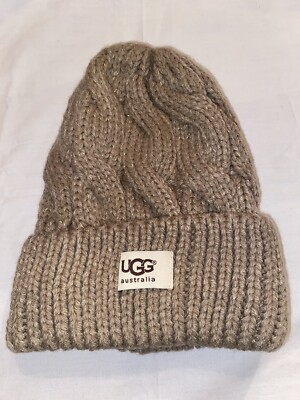 UGG Australia Knit Beanie New Womens UGG Australia Gray Pom - Pom Knit Beanie Hat One  main image 3