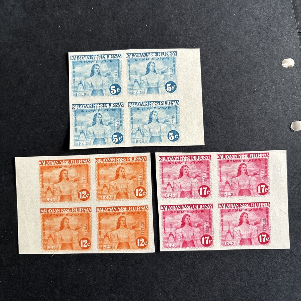 54834 WWII US Japan Philippines Malayan 1943 N29-31a Imperf