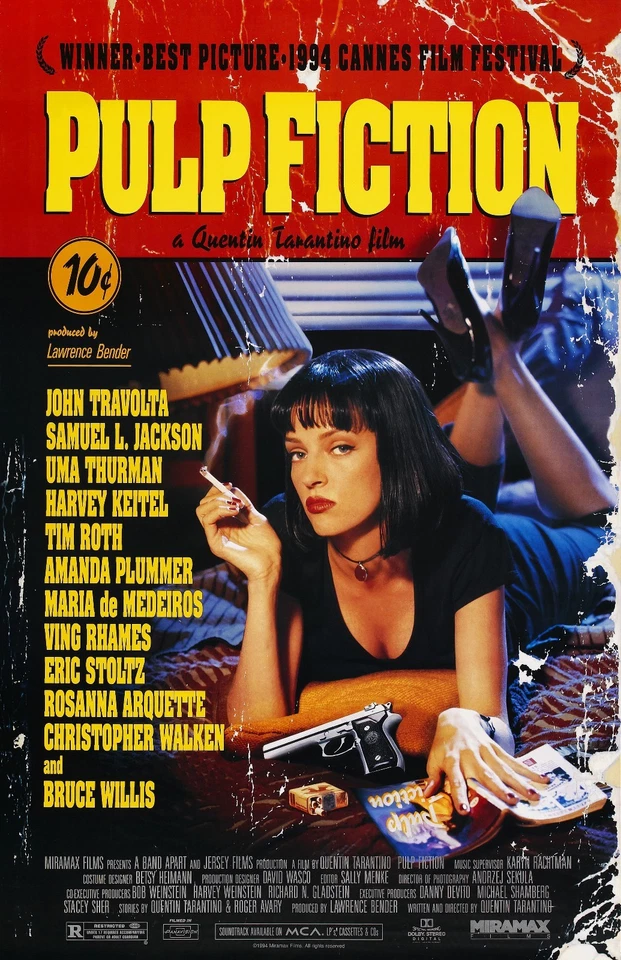 Pulp Fiction movie poster : Uma Thurman, Quentin Tarantino : 11 x 17 inches