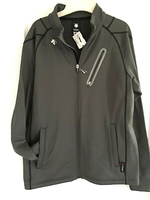 $200 Descente Jones Jacket Full Zip Fleece Gray NWT Size M Mens Polartec Warm