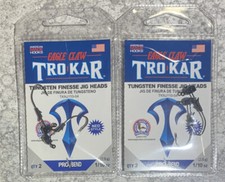 2 Packs Eagle Claw TroKar Finesse Tungsten Jig Heads Black 1/10 OZ
