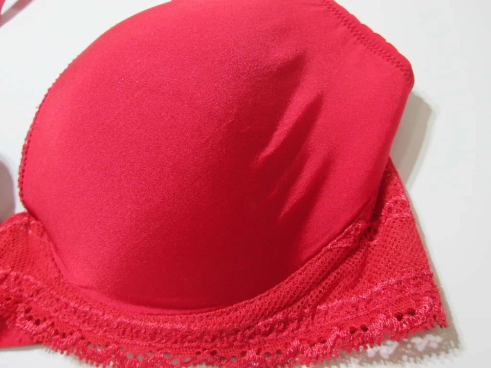 Sujetador Huit 8 Talla 32DD Rojo Con Aros Forrado Ligeramente Ajustable Correas Lencería Foto 4 de 4