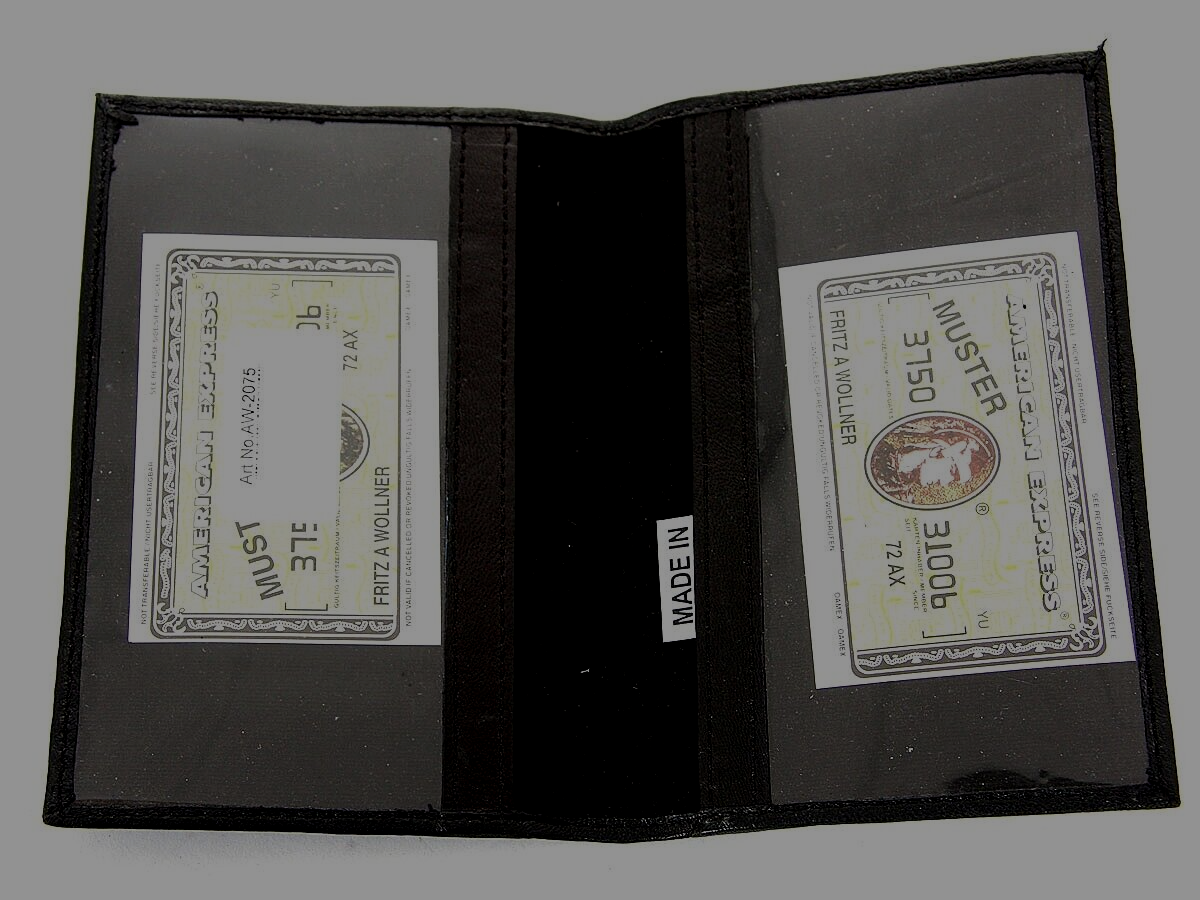 Black Leather USA Passport Holder AW2075BL – Folding Design 5½ x 3¾ Inches-image