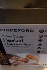 KING Biddeford Deluxe Quilted Heated Mattress Pad Digital Controller NIP
