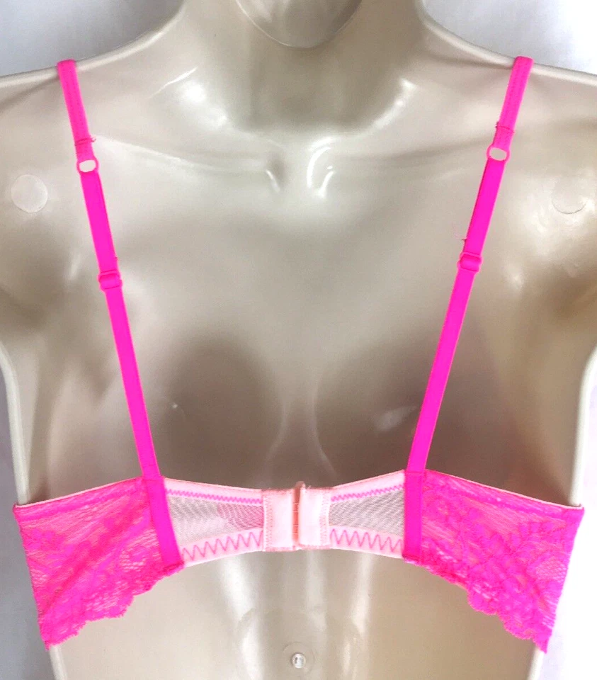Betsey Johnson Lightly Lined Plunge Demi Bra Lace Size 34 B Pink B57*N - Image 3 of 4