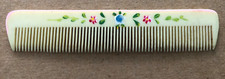 Vintage CELLULOID Hair Comb Hand painted Flowers