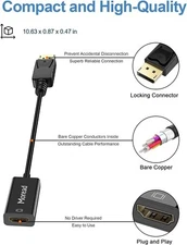 Moread DisplayPort (DP) to HDMI Adapter, Gold-Plated Uni-Directional Display Prt