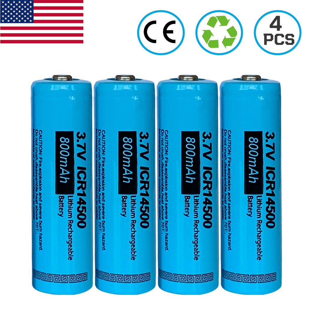 4pcs AA 14500 800mAh 3.7V Rechargeable Li-ion Double A Batteries for  Flashlights | eBay