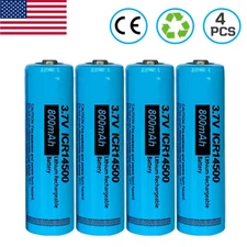 4pcs AA 14500 800mAh 3.7V Rechargeable Li-ion Double A Batteries for Flashlights