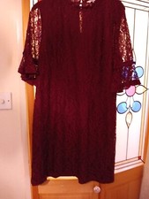 Peacocks Fully Lined Burgundy Lace Dress Size 14 Unworn