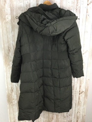 Cole Haan 37" Signature Hooded Quilted Down Coat, Womens Size Med Trench Green - Picture 5 of 7