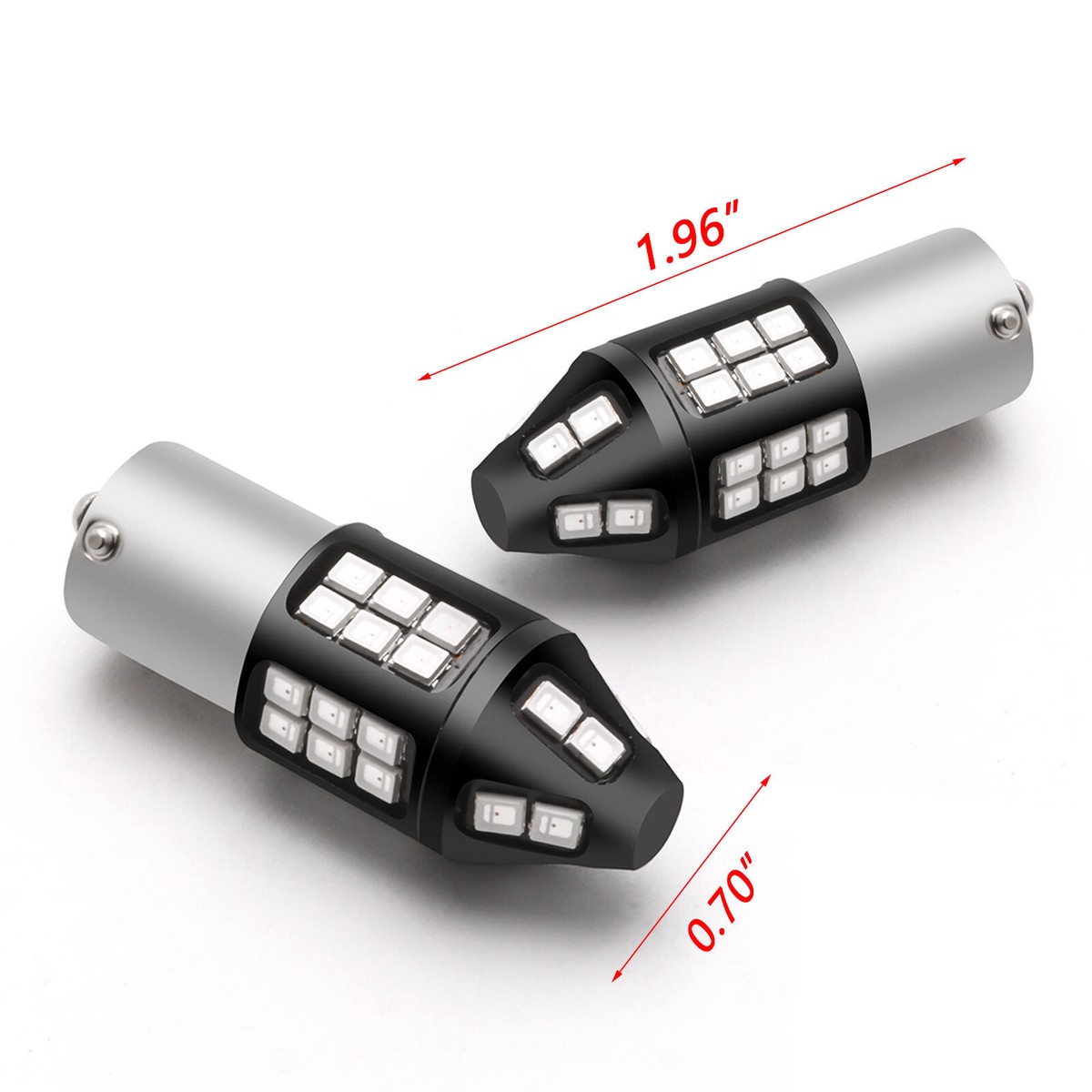 1156 7506 Red LED Strobe Brake Light Bulbs – 40-SMD Flashing – 2-Pack