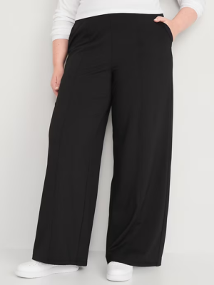 Old Navy PowerSoft Wide Leg Pants Womens XXL Black High Rise Pull