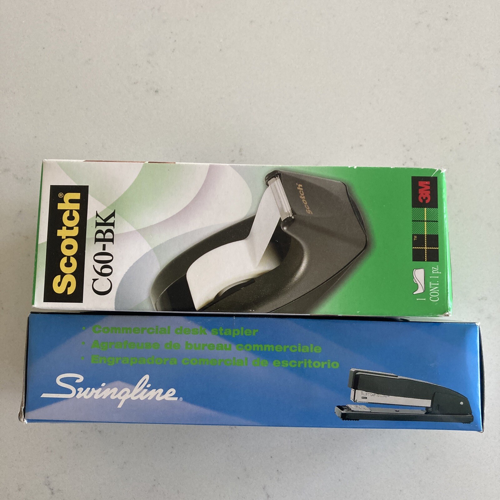 Scotch C60BK 1 in. Core Desktop Tape Dispenser + Free Swingline Stapler