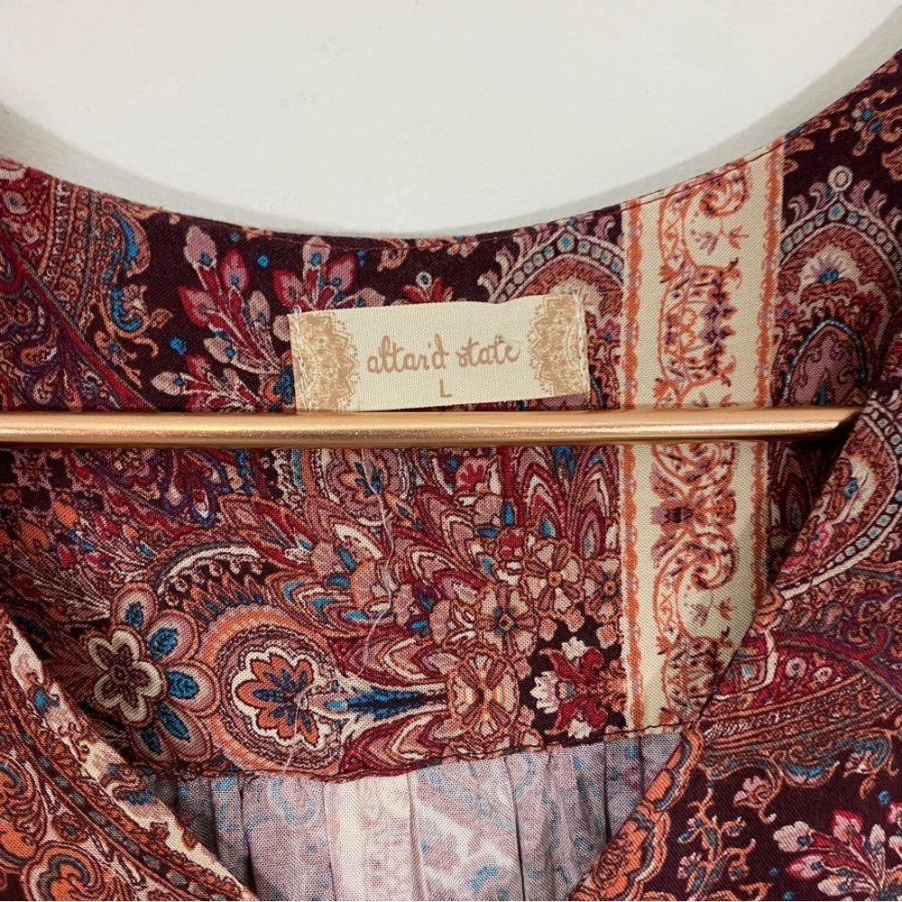 Altar'd State Large Brown Patterned Patchwork Lon… - image 6