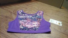 Danskin Now Girls Sports Bra Tops Glittery Purple Pink Motion Stretch Sz XXL /18