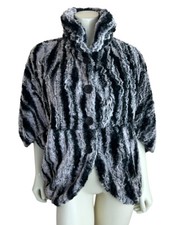 Lindi Faux Fur Cape Coat Size S Womens Button Front Stand Collar Wearable Art