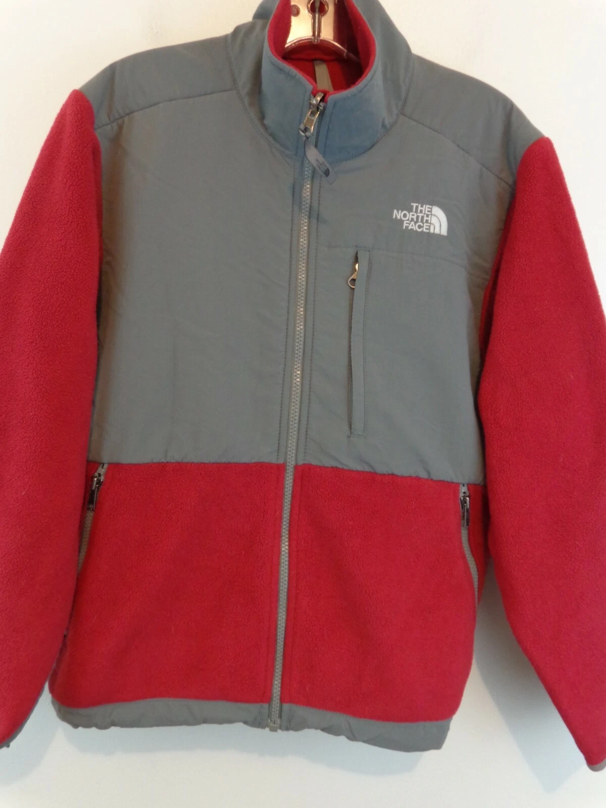 The North Face Jacket Boy's Denali Fleece XL Red/Grey Vented Under Arms