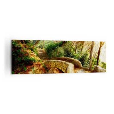 Cuadro Sobre Lienzo 160x50cm Cuadros Pared Camino puente de piedra bosque otoño - Imagen 1 de 4