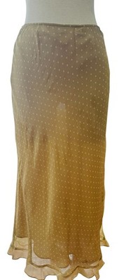 I.N.C. Wm 2 Silk Beige/White Dots Maxi Lined Straight skirt