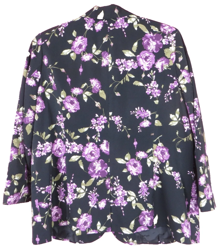 NEW DENIM 24/7 Women's Polyester Blazer Jacket Long Sleeve Floral Pocket 24W - Image 2 of 4