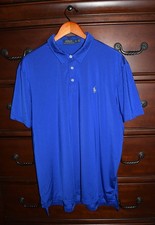 Men's Polo Ralph Lauren Performance Solid Blue Short Sleeve Polo Shirt Size XL