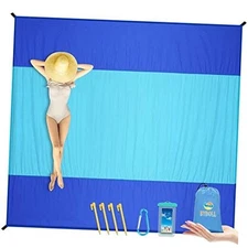  Nylon Beach Blanket Waterproof Sandproof Oversized 7'x7' Suits 1-5 Adults 