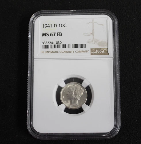1941-D Mercury Dime 10c Ten Cents - NGC MS 67 FB Full Bands