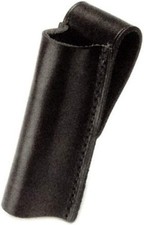 Leather Plain Black Flashlight Case Holder Holster Open Top With Snap Belt Loo Leather Plain Black Flashlight Case Holder Holster Open Top With Snap Belt Loo