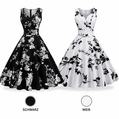 Damen Vintage Kleid Rockabilly Retro Swing Petticoat Blumen S - XXL Sommerkleid