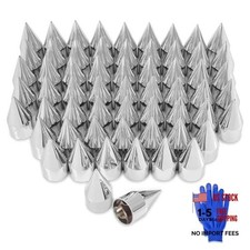 60Pcs Lug Nut Covers 33mm x 4 1/4" Spike Nut Covers ABS Chrome Plastic 60 PCS