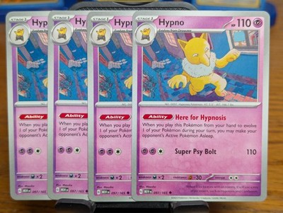 Pokemon TCG Scarlet & Violet 151 Hypno 097/165 x4 Playset