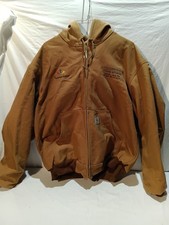 Large USA Made Carhartt J131 Active Jacket Brown Duck Canvas Hooded Workwear