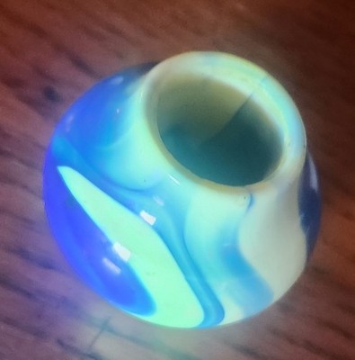 Awesome Yellow and Blue Uranium Glass Vintage Rat Rod Gear Shift