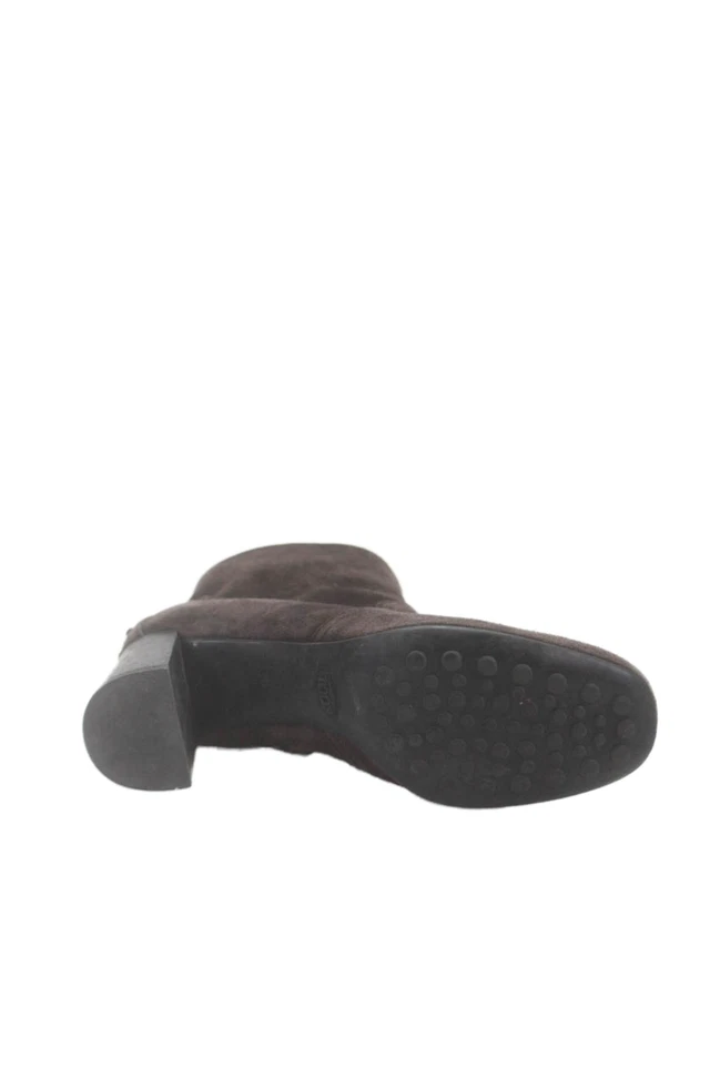 Botines Tods Mujer Gamuza Texturizada Forrados Cremallera Lateral Trasera Con Cuentas Bloque Marrón Talla E Foto 3 de 4