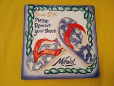 Mahalo Please Remove Your Shoes Flip Flops Tile Hanging Sign Ceramic
