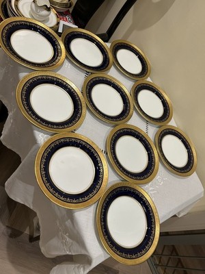 10 x Vintage John Aynsley Georgian Cobalt Nr. 7348 Salat Dessert Teller 8,25'' 