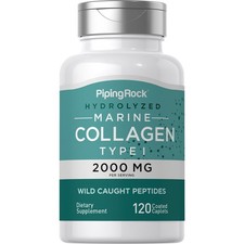 Marine Collagen Peptides  2000mg  120 Caplets  Wild Caught  by Piping Rock