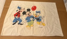 Vtg Walt Disney Mickey Mouse Goofy Donald Duck Pillow Case 1960s USA Wamsutta