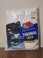 Vintage Fruit Of The Loom Men's Thermal Shirt L Crew Long Sleeve Underwear NEW