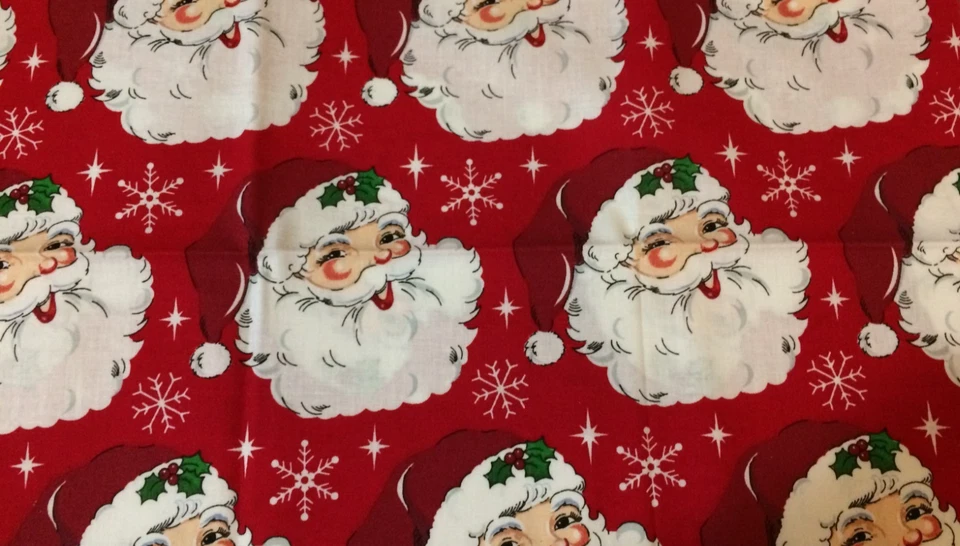 ТКАНЬ Happy SANTA FACE & SNOWFLAKES Fat Quarter 2016 праздничное Рождество отличное качество - Изображение 2 из 4
