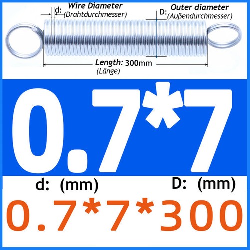 Double Wires Tension Extension Spring Wire Dia 0.4-2.5mm 300mm Long Galvanised - Picture 15 of 61