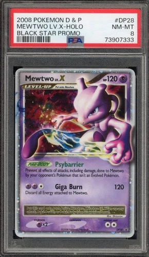 Pokemon Mewtwo Lv.X Black Star Holo Promo DP28 PSA 8