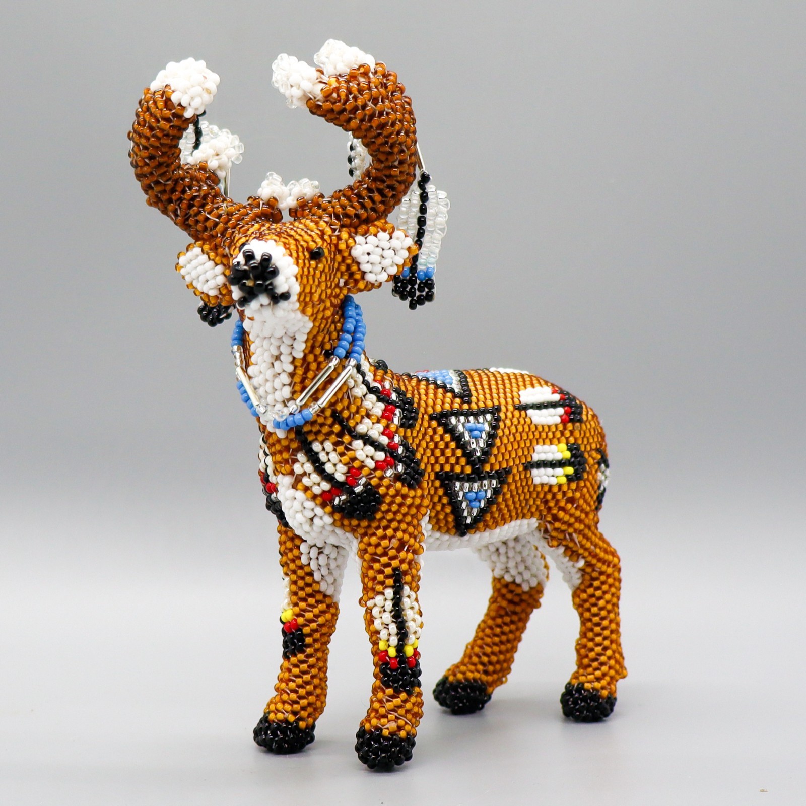 NATIVE AMERICAN BEADWORK-LARGE BEADED REINDEER by DENISE & FARON GCHACHU-ZUNI