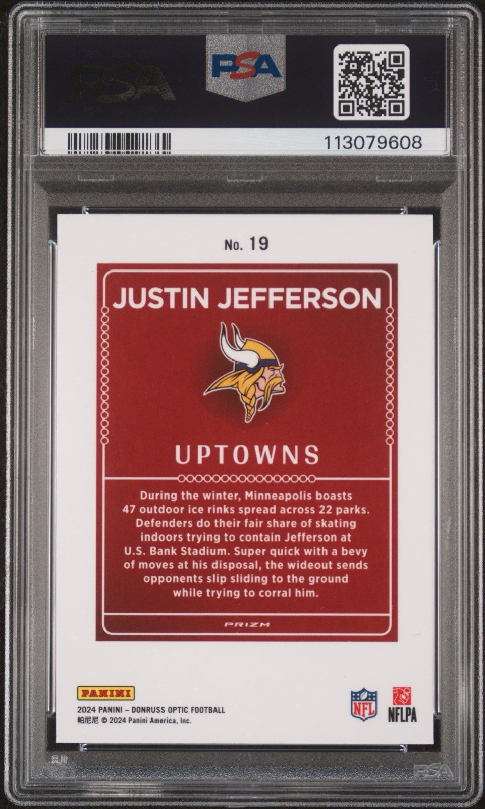 2024 Donruss Optic Justin Jefferson Uptowns PSA 9 view 2